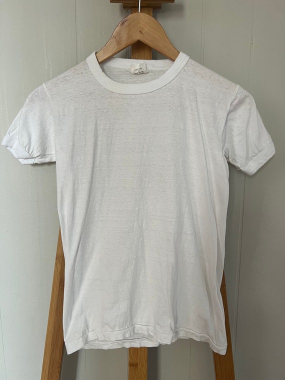 Vintage Cotton Plain White T-shirt