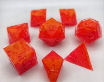 FIREBALL - Aangepaste inkt 8-delige 21 mm hars dobbelstenen set voor TTRPG's | Kerkers en draken | Verkenner