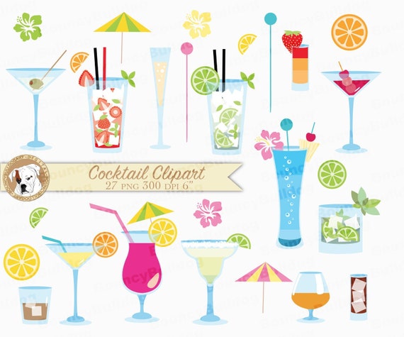 Getranke Cliparts Set Cocktail Clipart Alkohol Clipart Party Etsy