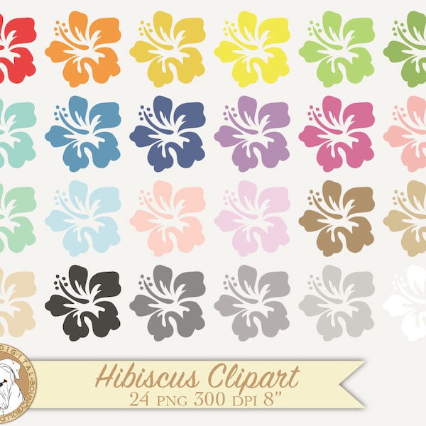 Hawaii clipart hibiscus clipart digital flowers summer clipart vacation clipart floral clipart commercial use instant download scrapbooking