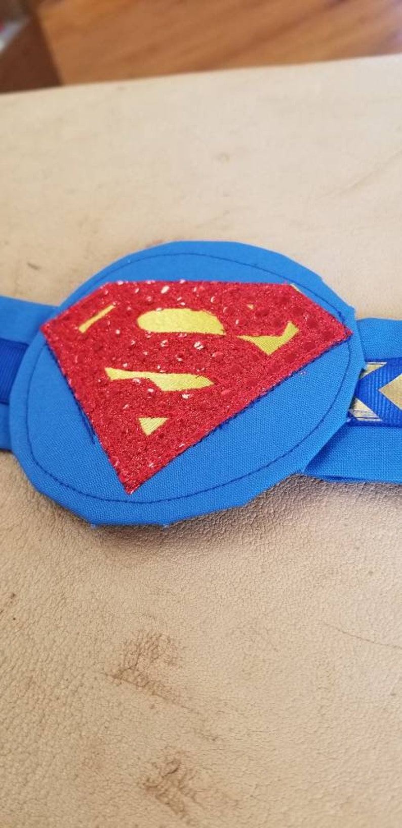 Blue Embroidered Superman Hero Character Headband