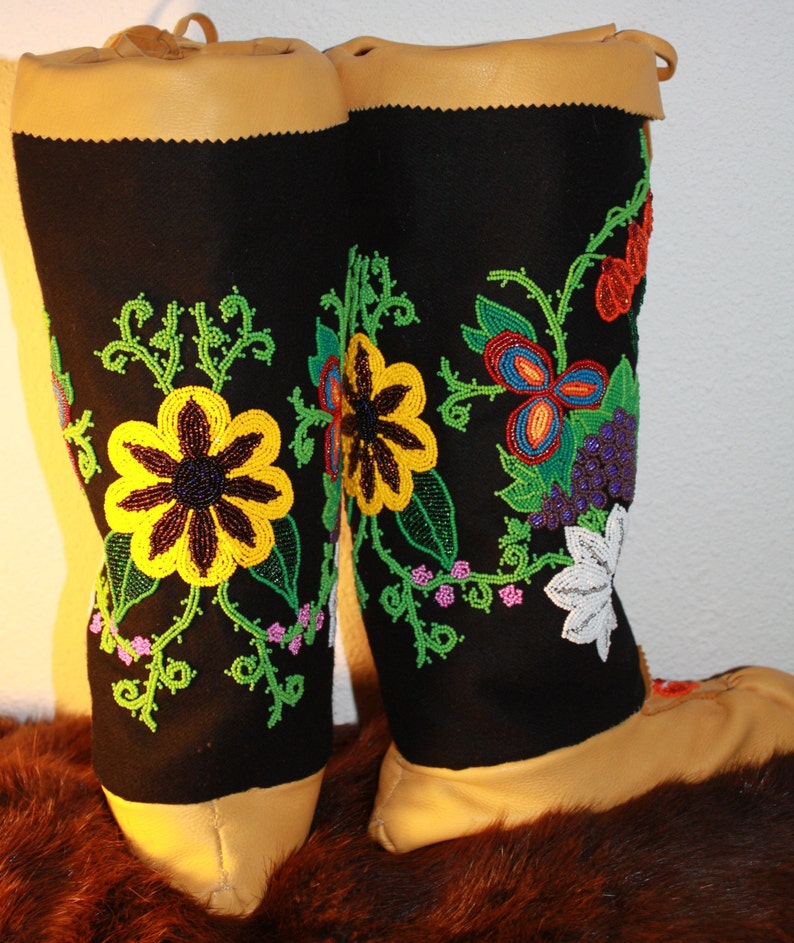 Native American Ojibwe Style Floral Beaded Mukluks Etsy