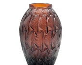 R. Lalique Grignon Molded Amber Glass Vase