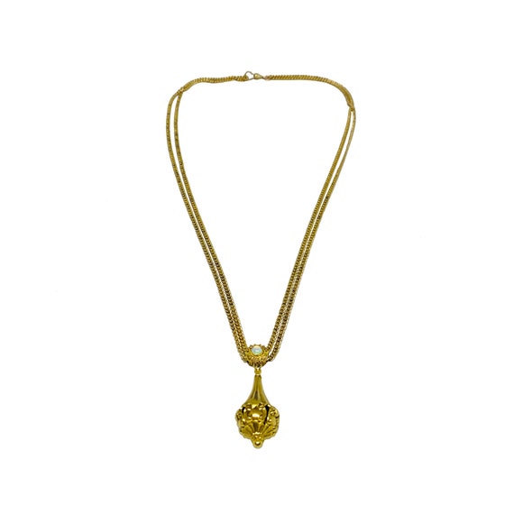 Victorian 14K Gold Opal Slide Necklace With Ornate