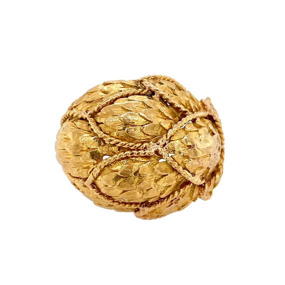18K Gold Modernist Chunky Feathery Ring