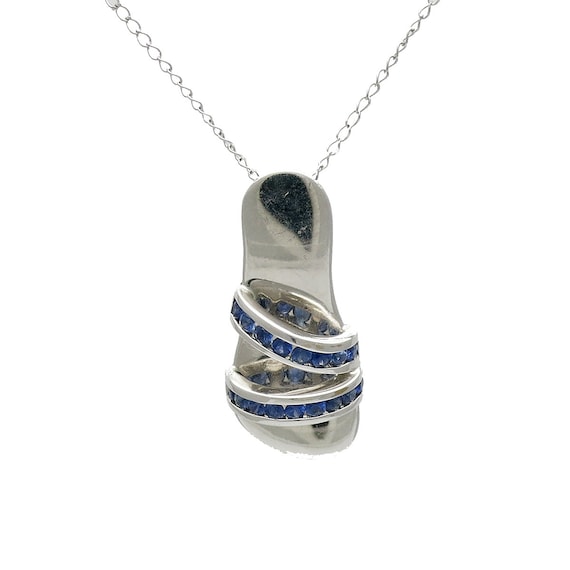 14K White Gold and Sapphire Sandal Pendant on Chai