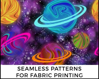 Seamless Pattern Planets space design perfect for fabric printing, Seamless File