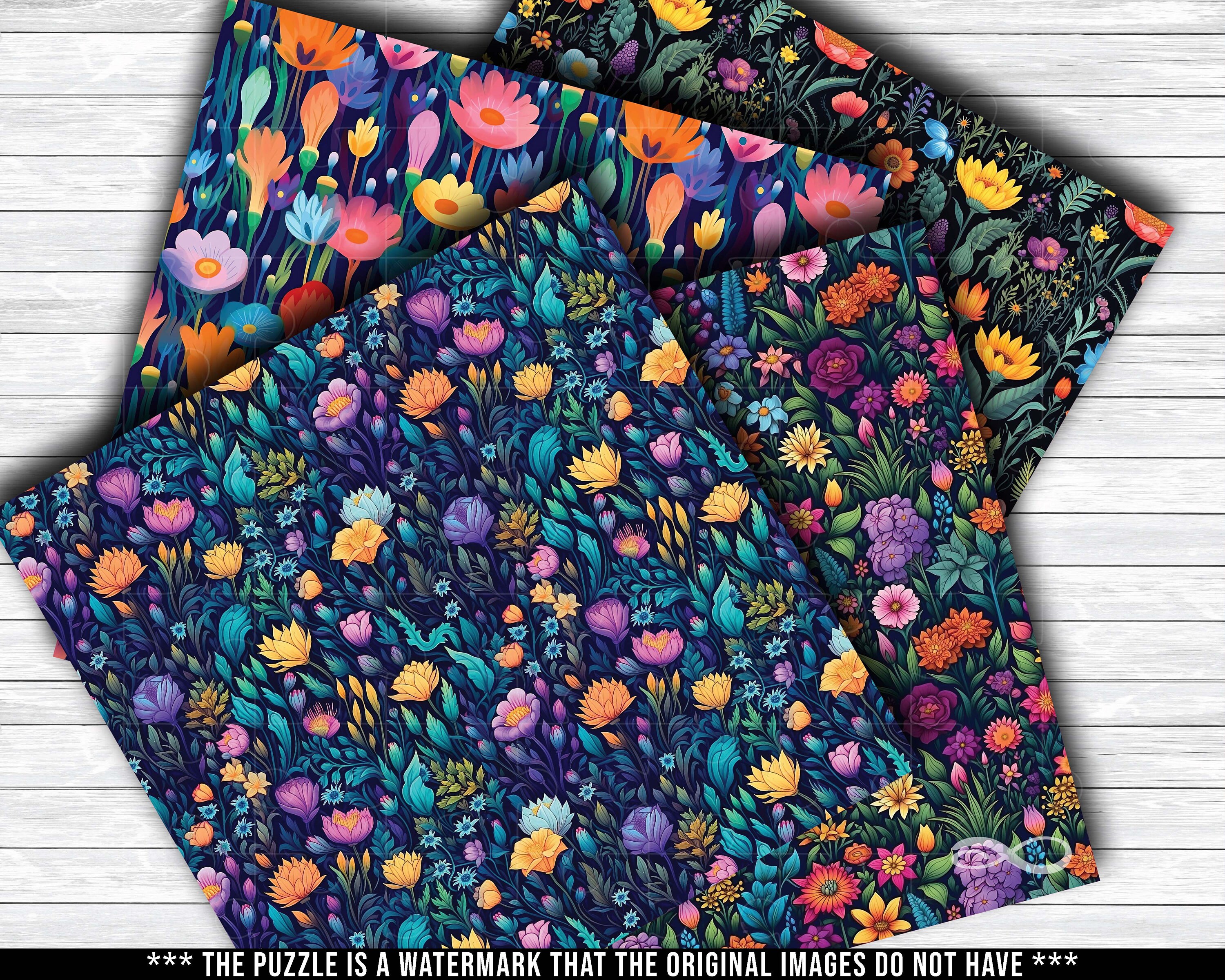 Spring Flowers Seamless Pattern Digital Paper Pack Scrapbook Commercial ...