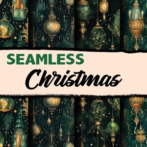 Weihnachts Ornamente Musterdesign - 4 digitale Papierdateien - Rapport CMYK und RGB - Rapportmuster - Sublimation & Scrapbook