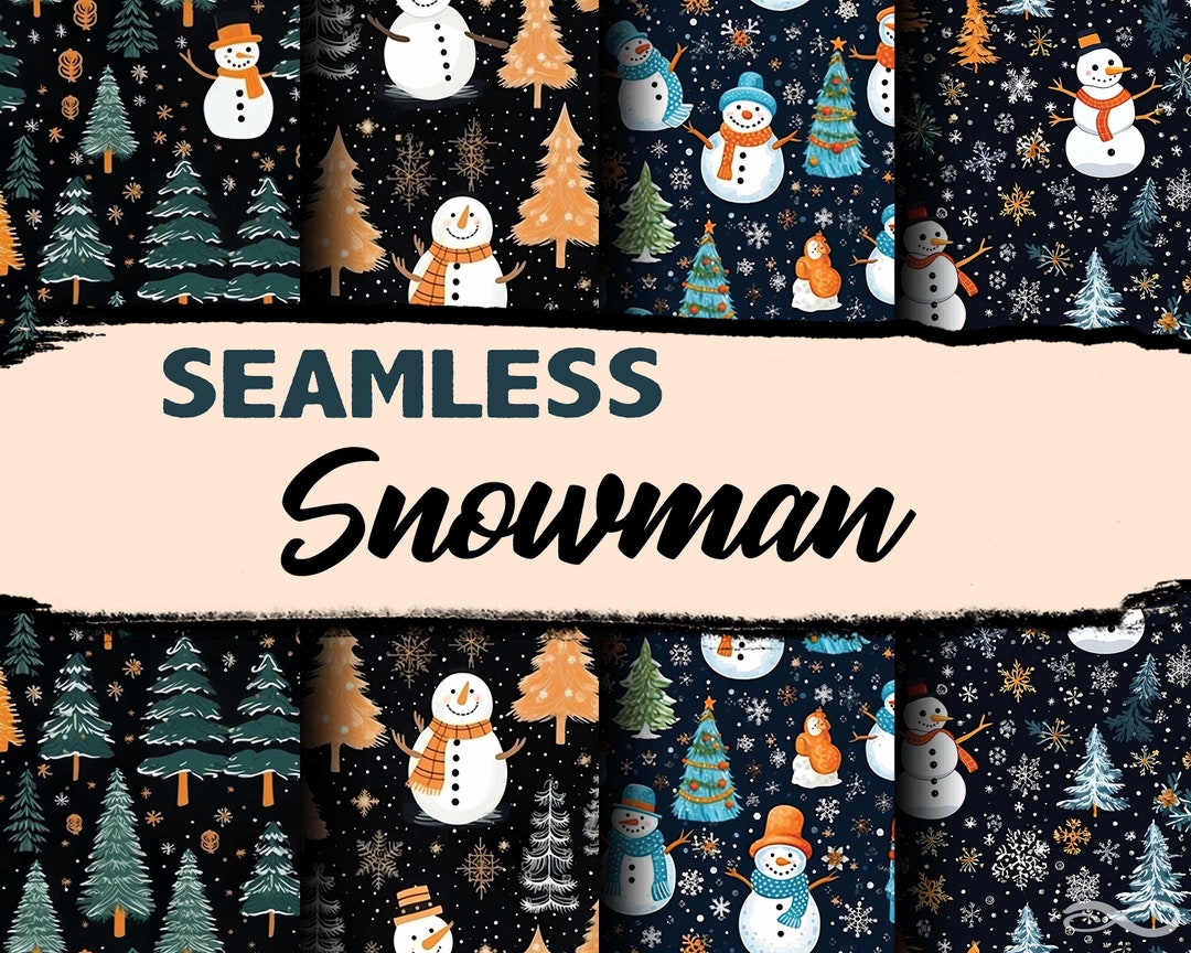 Snowman Seamless Pattern - 4 Digital Paper Files - CMYK RGB - Repeat ...