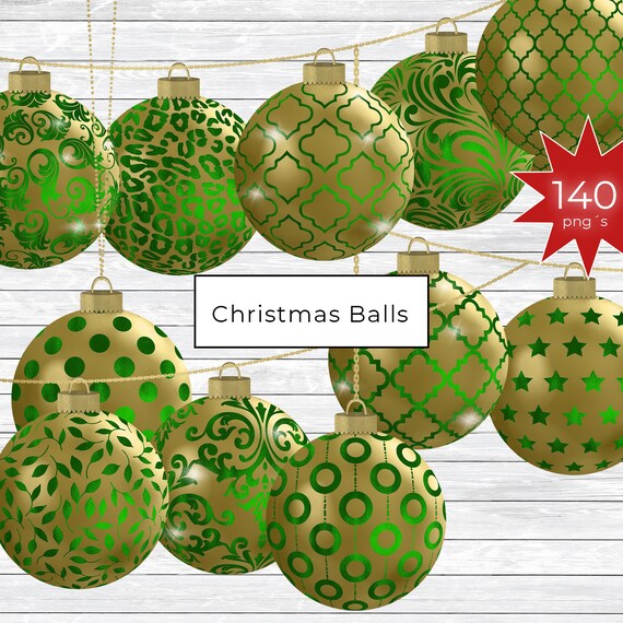 Onverenigbaar infrastructuur harpoen Goud en groene kerstballen Clipart Bundel Kerstboom Ballen - Etsy België