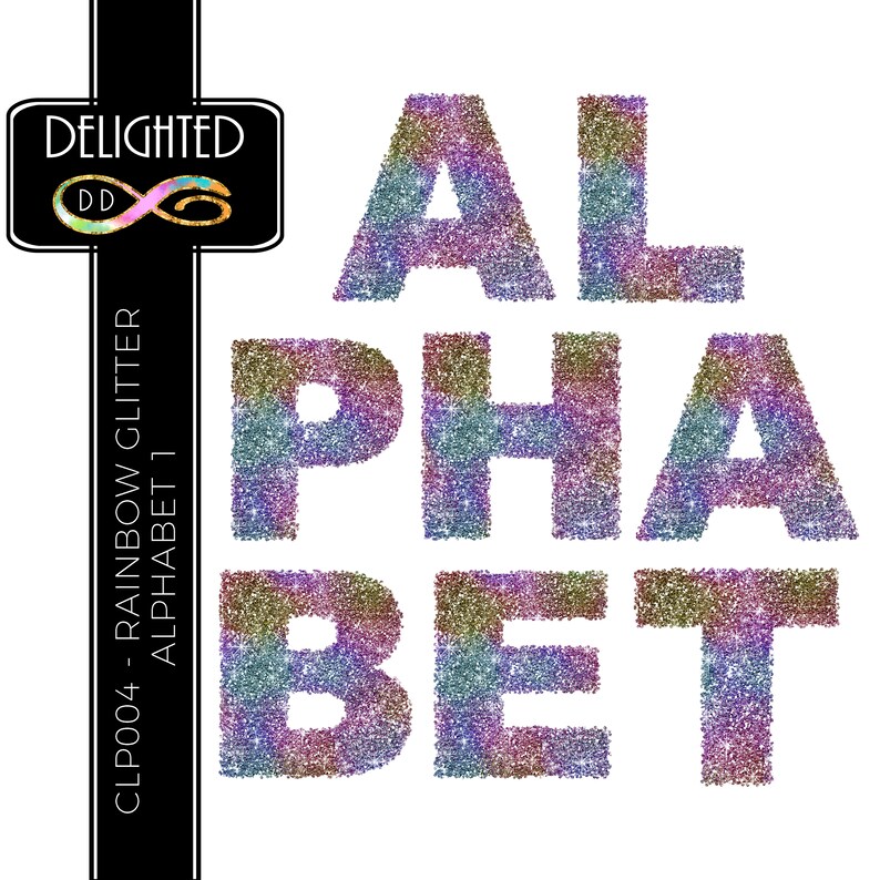 rainbow glitter alphabet instant download etsy