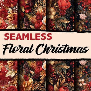 Weihnachtsblumen Musterdesign - Digital Paper Pack für Sublimation, Scrapbooking, kommerzielle Nutzung - 4 CMYK und RGB Dateien