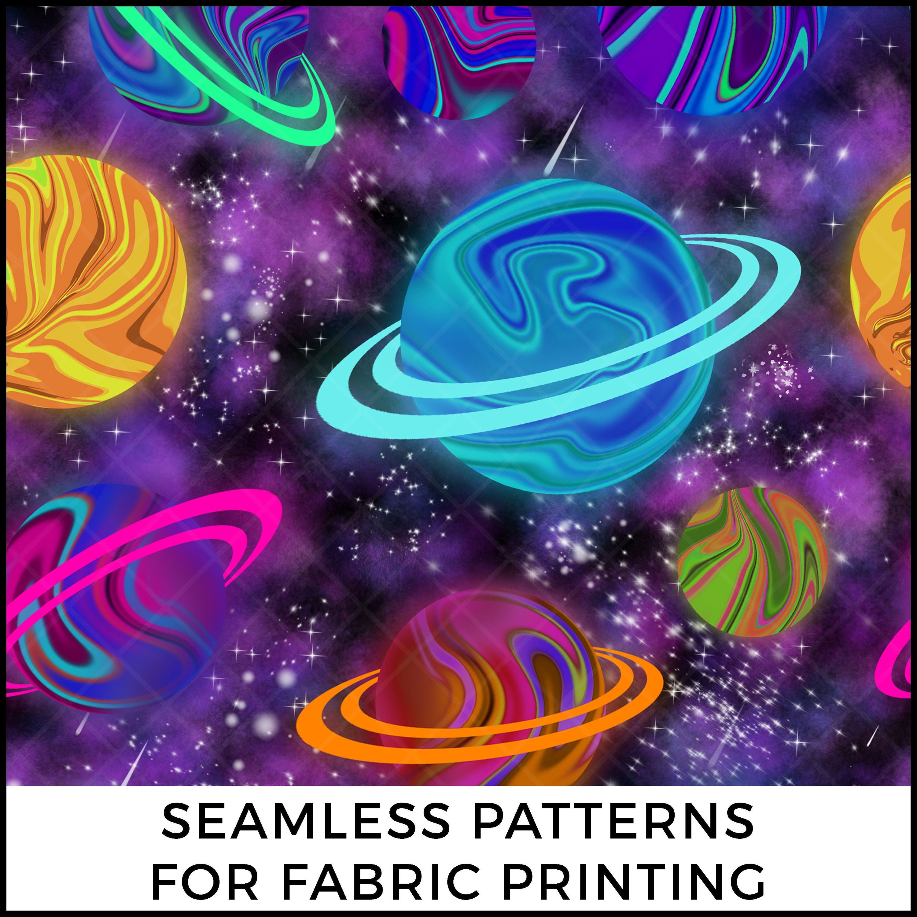 Seamless Pattern Space Design Perfect for Fabric Etsy