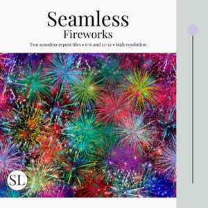 Seamless Fireworks Digital Papers • Multicolor Burst Pattern • 6x6 & 12x12 Repeat Tiles • High-Resolution Backgrounds