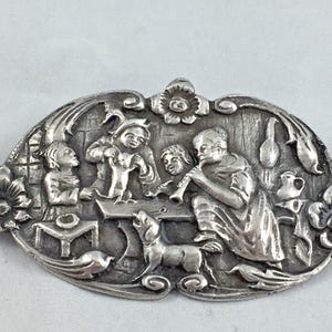 Vintage Figural Dutch 833 Sterling Silver Brooch/Pin - 2 3/4&quot; x 1 1/2&quot;