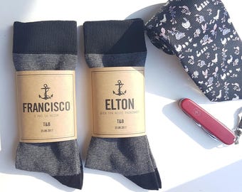 Personalized Sock LABELS - Groomsmen Socks - Best Man Socks - Custom Printed Sock LABELS - Groomsmen Gifts / Kraft Labels