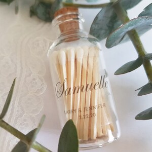 SET OF 3 White Tip Matches in Glass Jar with Striker / The Perfect Match / Personalized Wedding Favors / Match Made in Heaven image 4