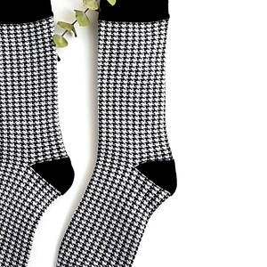 Women's Houndstooth Black and White Socks / Hounds Teeth Women's Crew Socks / Patterned Socks / Fashionable Socks / Bootie Socks image 3