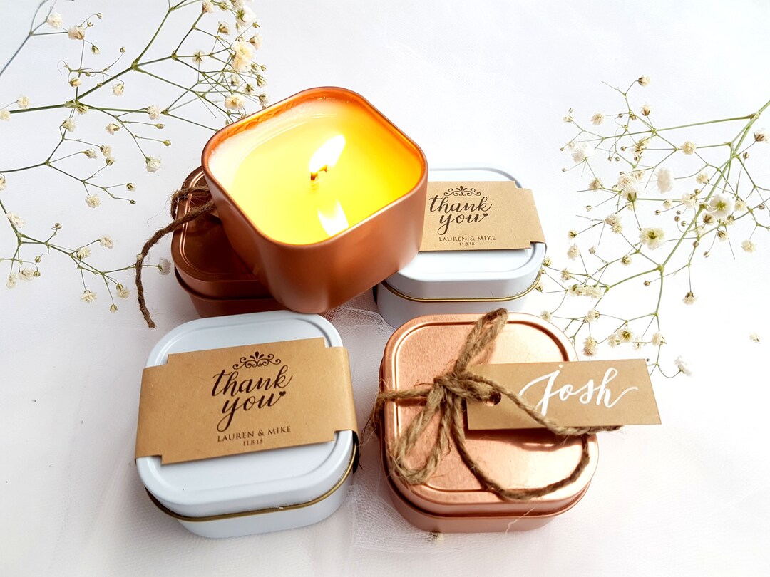 Set of 2 Wedding Candles in Tin Cans / Fragrant Soywax Candle Etsy
