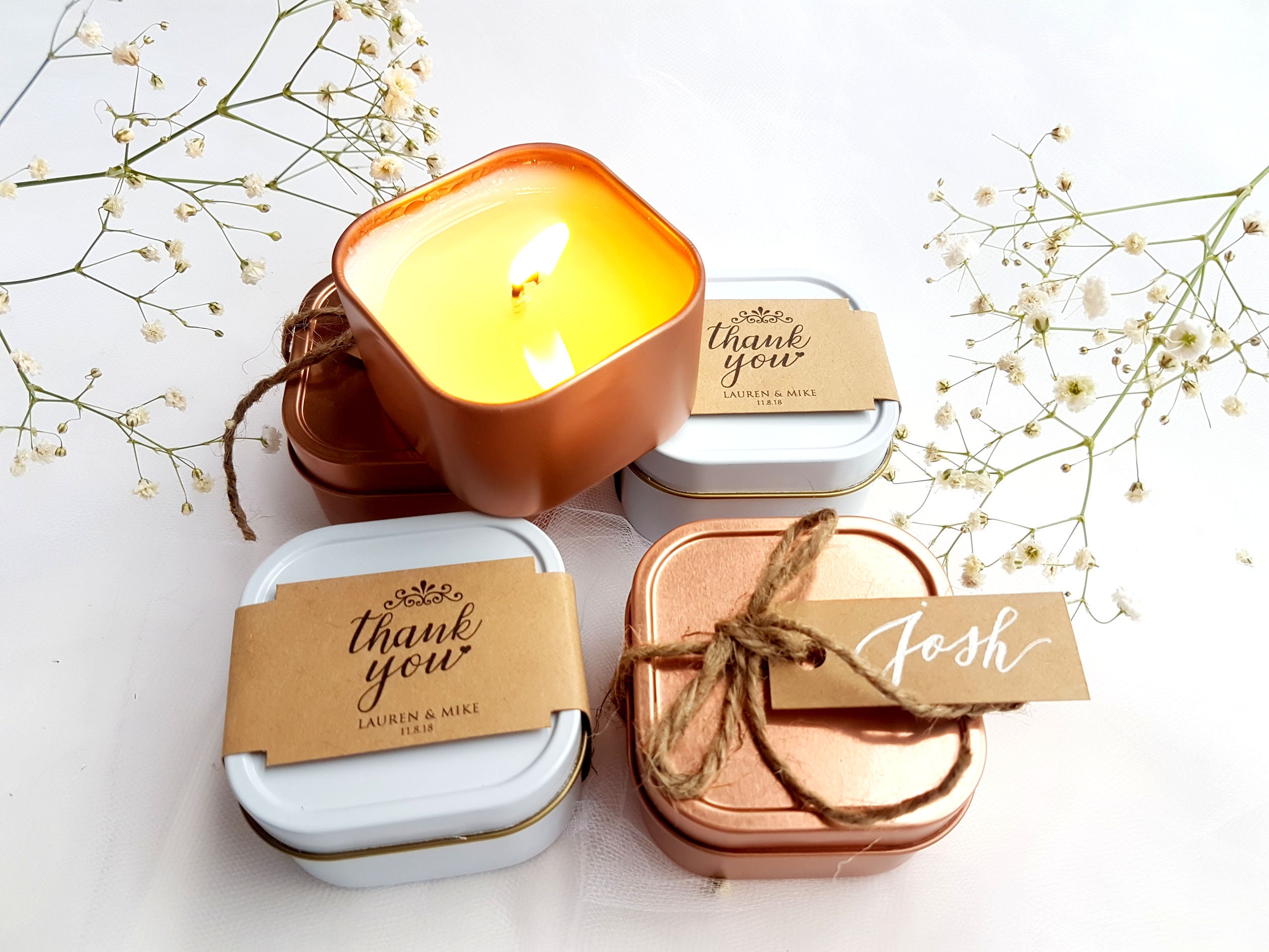Wedding Candles in Tin Cans / Custom Wedding Favors / Fragrant Etsy