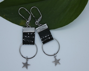 Star leather earring
