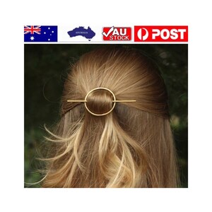 Gorgeous minimalist circle gold / silver hair pin ponytail holder barette hair fork bun holder hair stick claw accessories great gift