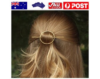 Gorgeous minimalist circle gold / silver hair pin ponytail holder barette hair fork bun holder hair stick claw accessories great gift