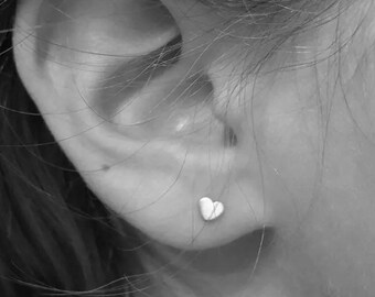 Adorable cute tiny minimalist stainless steel heart stud earrings 4mm great gift