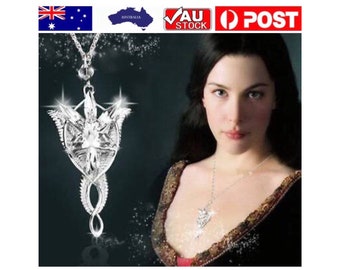 LOTR style arwen elf elvish evenstar twilight fairy silver leaf silver tone necklace earrings brooch costume cosplay party lotrgifts gift