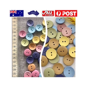 10mm / 15mm / 20mm / 25mm scandi style pastel wooden wood painted buttons