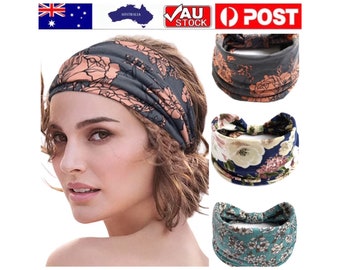 Gorgeous boho bohemian style wide headband stretch head wrap turban hair accessories bun pin stick