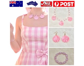 Gorgeous Barbie style pink jewellery set necklaces bangle bracelet earrings costume cosplay dress up great gift