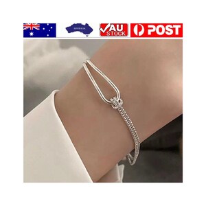 Precioso brazalete minimalista de plata de ley 925 con eslabones de cadena, pulsera ajustable, gran regalo