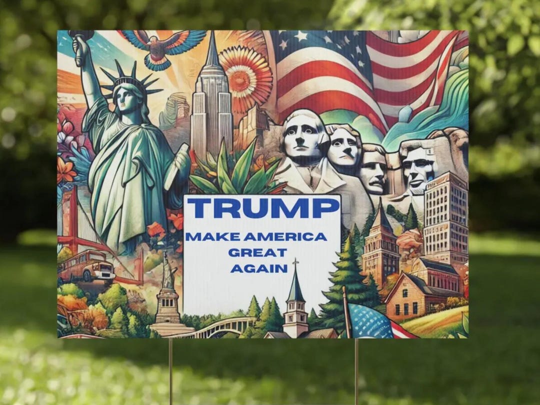 Trump Vance 2024 Make America Great Again Yard Sign With Stakes, Double Sided Political Yard