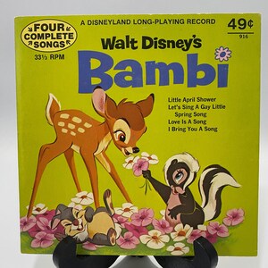 Vintage Walt Disney&#39;s Bambi &#39;Four Complete Songs&#39; 33 1/3 7&quot; Record 1972