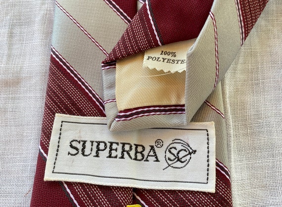 Vintage Superba 100% Polyester Burgendy and Gray … - image 8