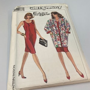 Vintage Simplicity Sewing Pattern 9081 Size NN (10-16) Misses Pullover Dress, Jacket 1989