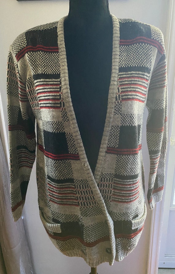 Vintage Wilroy Long Sleeve Gray, Red, Black Plaid… - image 1