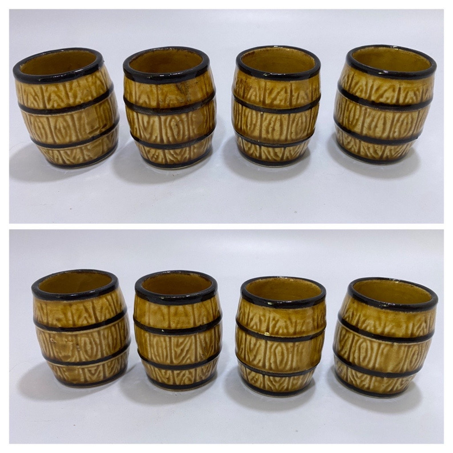 Vintage Ceramic Bartender Decanter and 4 Ceramic Barrel Shot Etsy