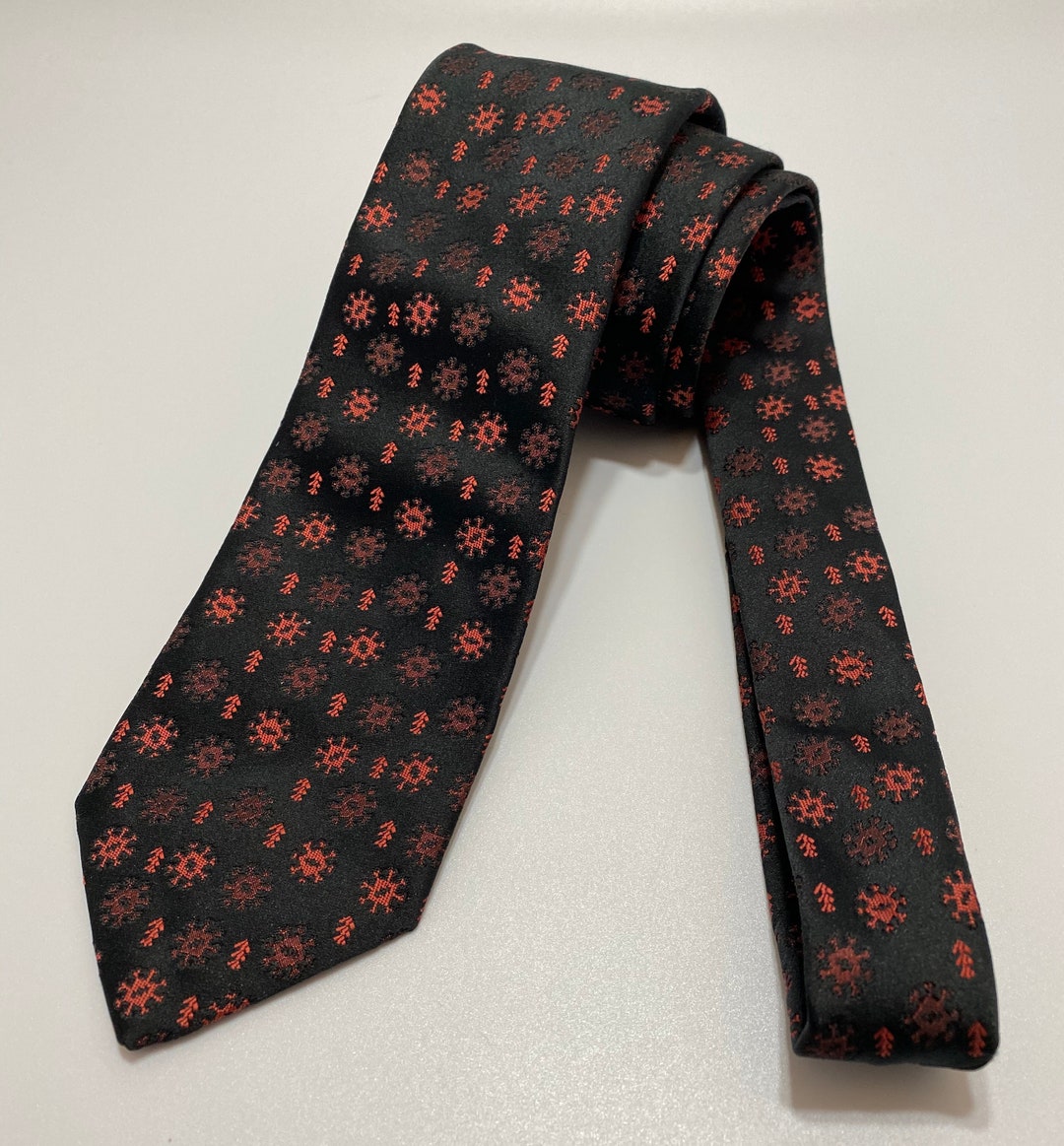Vintage Unbranded Black and Red Design Accent Tie 55.25" X 3" - Etsy