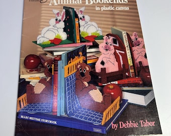 Vintage Plastic Canvas Animal Bookends Project Pattern Instruction Booklet 1993