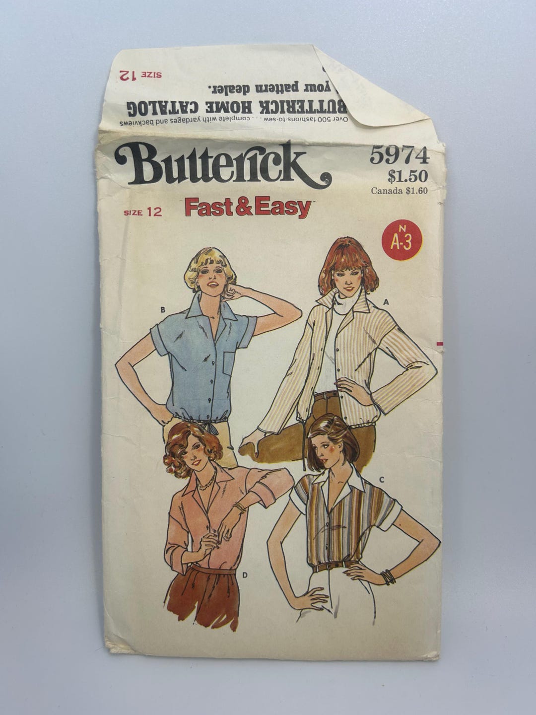 Vintage Butterick Sewing Pattern 5974 Size 12 Misses Top - Etsy