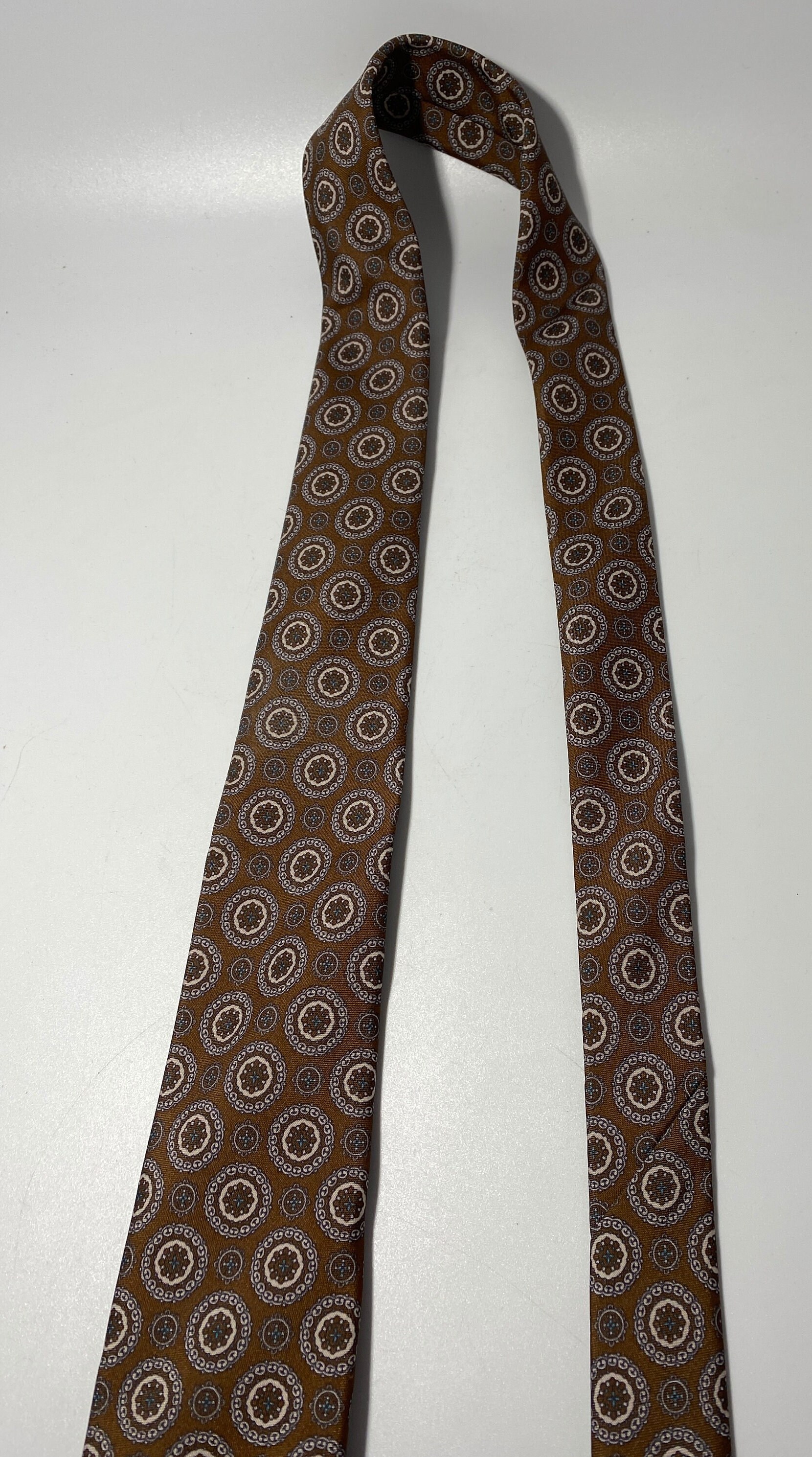 Vintage Blair Brown With Light Brown and Blue Round Design Tie - Etsy