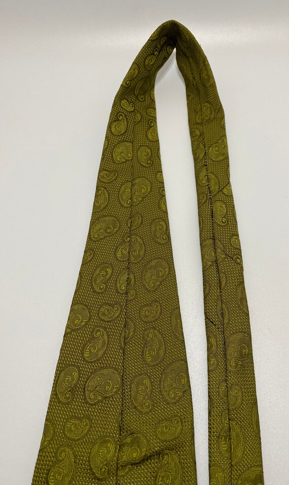 Vintage Unbranded Olive Green All Polyester Neckt… - image 5