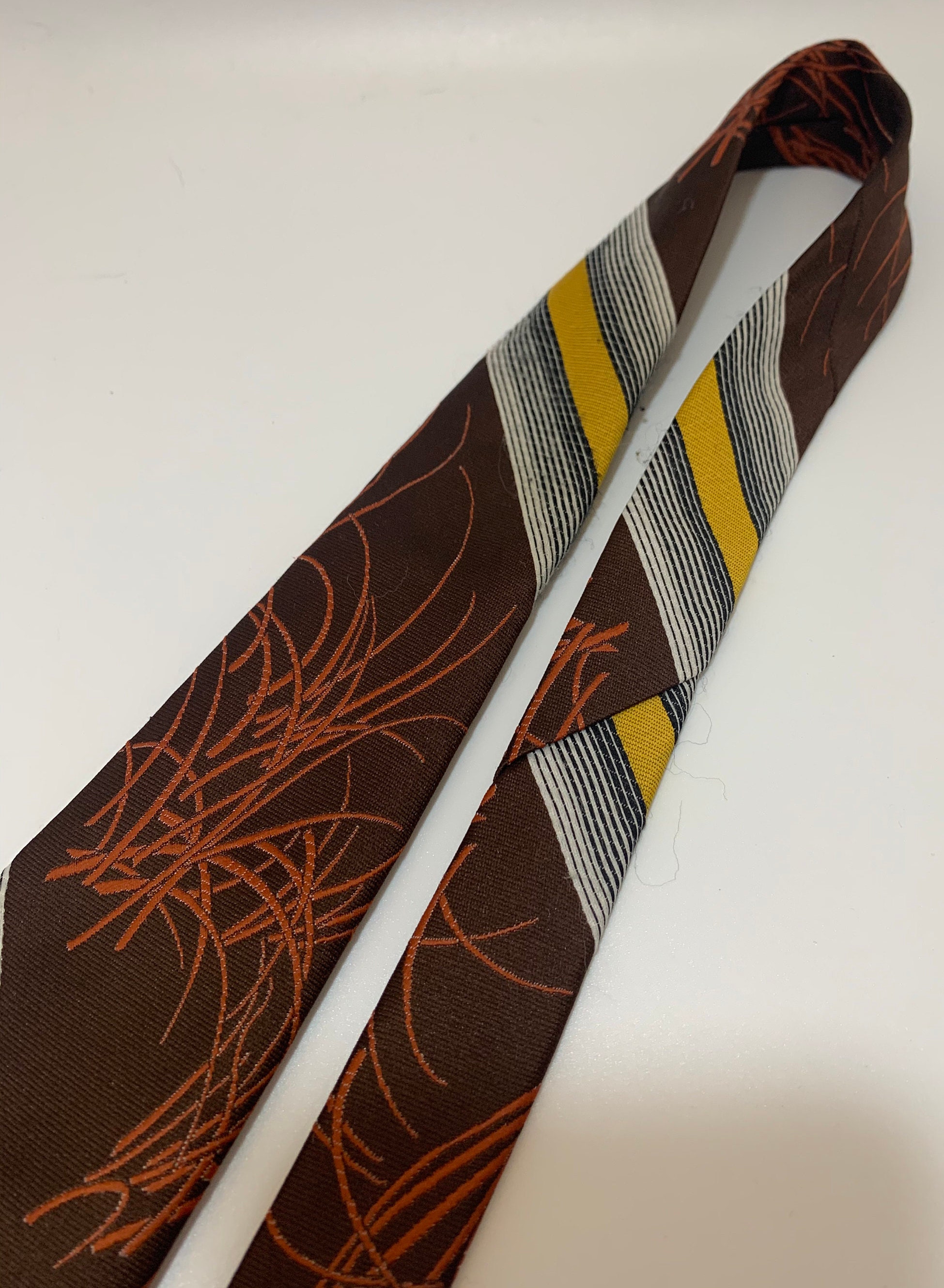 Vintage Tie Made by Regal Brown Yellow Orange 'Designer | Etsy