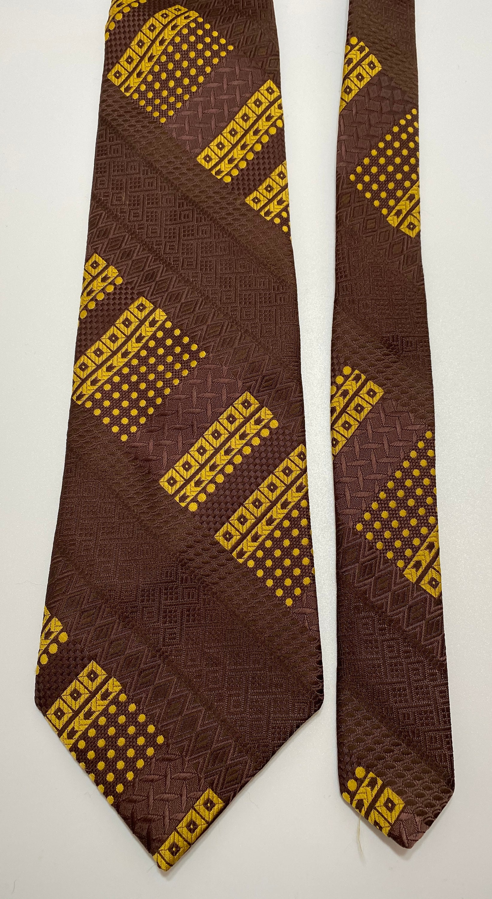 Vintage Wemlon by Wembley Brown and Yellow Print Tie 56 - Etsy