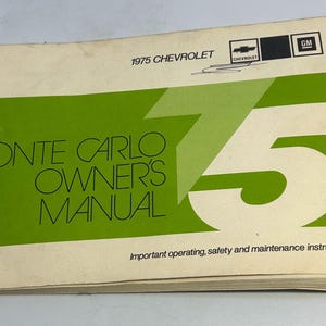 Vintage Chevrolet 1975 Monte Carlo Owner's Manual