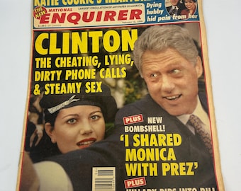 Vintage National Enquirer Clinton Headline February 10th 1998