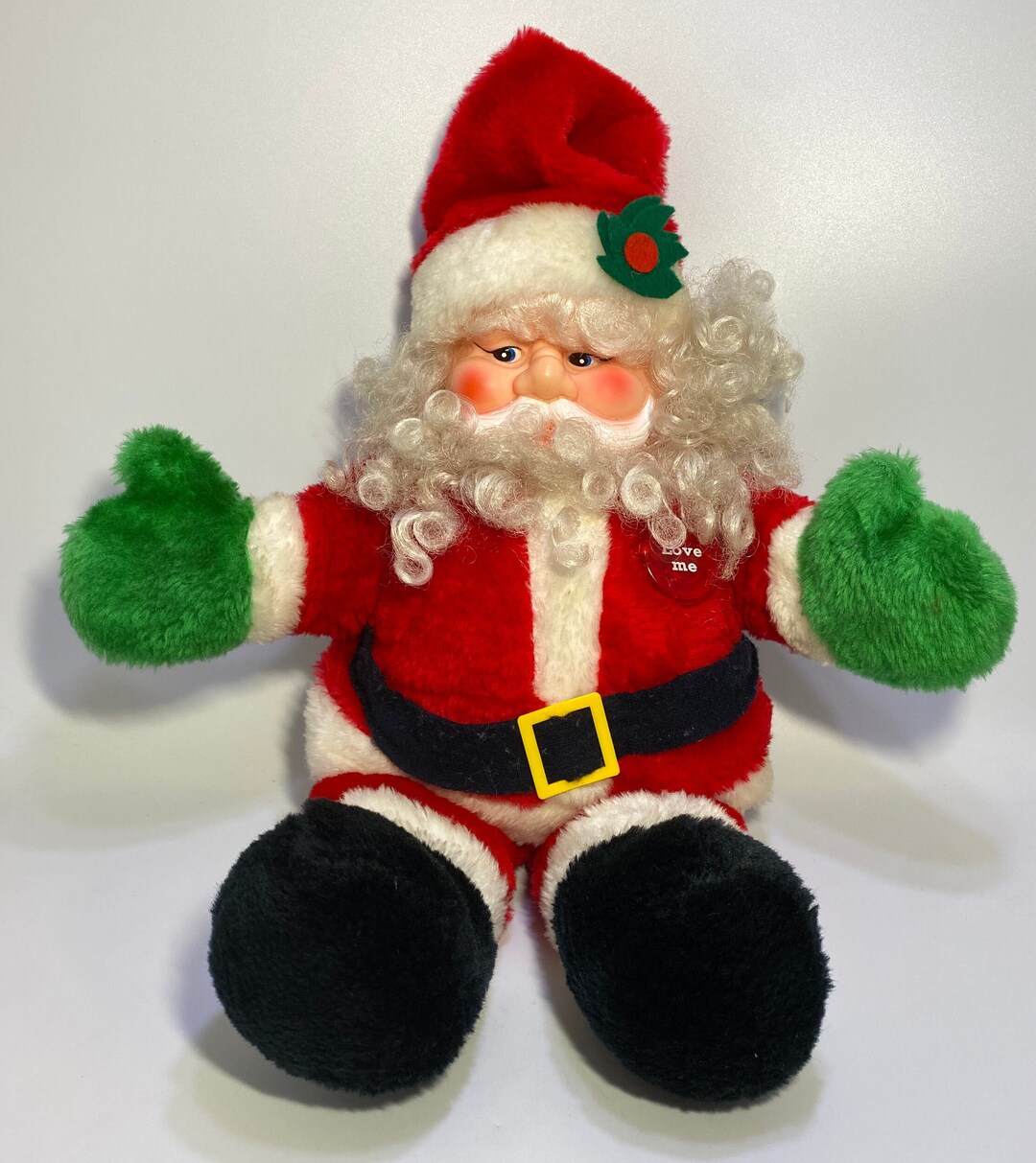 Vintage Santa Doll Plush Hand Press Musical With Light up Etsy